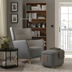 OSKARSHAMN
Fauteuil à oreilles av repose-pieds, Tibbleby beige-gris