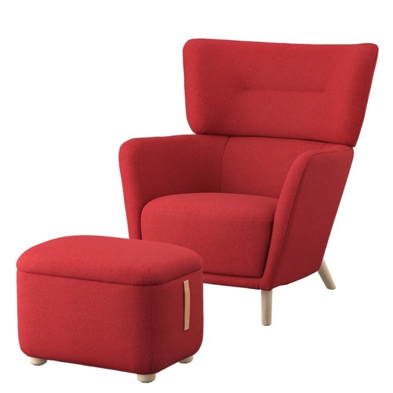 OSKARSHAMN
Fauteuil à oreilles av repose-pieds, Tonerud rouge