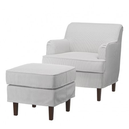 ROCKSJÖN
Fauteuil avec repose-pieds, Klovsta gris-blanc