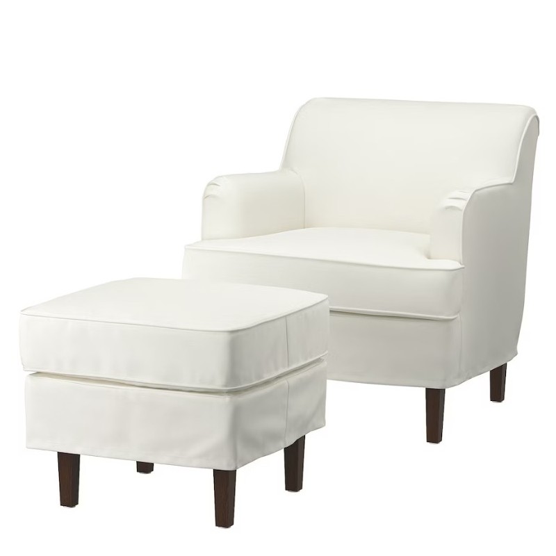 ROCKSJÖN
Fauteuil avec repose-pieds, Blekinge blanc