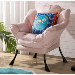 HollyHOME Fauteuil Salon Fauteuil Scandinave Fauteuil de Lecture,Rose Clair