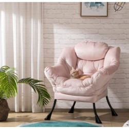 HollyHOME Fauteuil Salon Fauteuil Scandinave Fauteuil de Lecture,Rose Clair