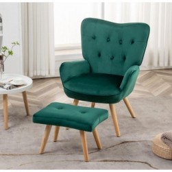 HollyHOME Fauteuil avec Repose Pied Fauteuil Relax ,Vert