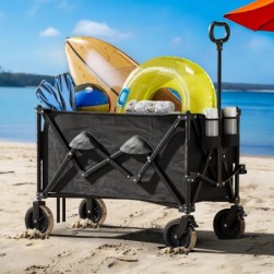 YITAHOME Chariot Pliable 200L Chariot à la Plage 100kg Chariot de Jardin,Noir