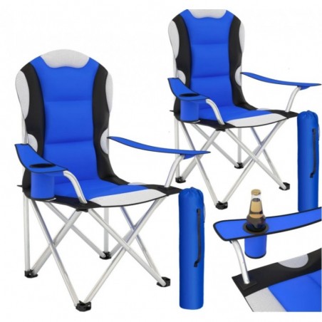 Chaises de camping pliables bleues (2 pièces) rembourrées