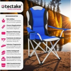 Chaises de camping pliables bleues (2 pièces) rembourrées