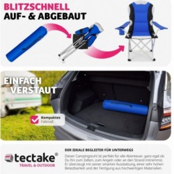 Chaises de camping pliables bleues (2 pièces) rembourrées