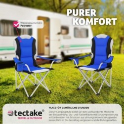 Chaises de camping pliables bleues (2 pièces) rembourrées