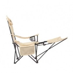 Chaise Pliante Camping - Avec repose-pieds - Beige