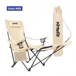 Chaise Pliante Camping - Avec repose-pieds - Beige