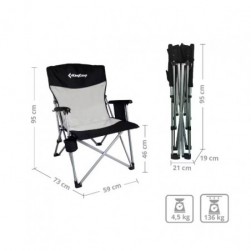 Chaise de camping pliante XL Outdoor Accoudoirs Acier 136 kg