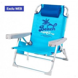 AKTIVE - Chaise Pliante Haute Anti-Basculement. Chaise de Plage Bleu