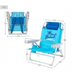 AKTIVE - Chaise Pliante Haute Anti-Basculement. Chaise de Plage Bleu