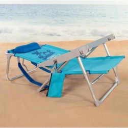 AKTIVE - Chaise Pliante Haute Anti-Basculement. Chaise de Plage Bleu