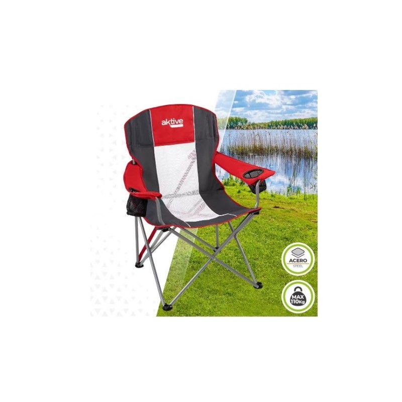 AKTIVE - Chaise de Camping XL avec Porte-Gobelet