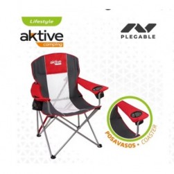 AKTIVE - Chaise de Camping XL avec Porte-Gobelet