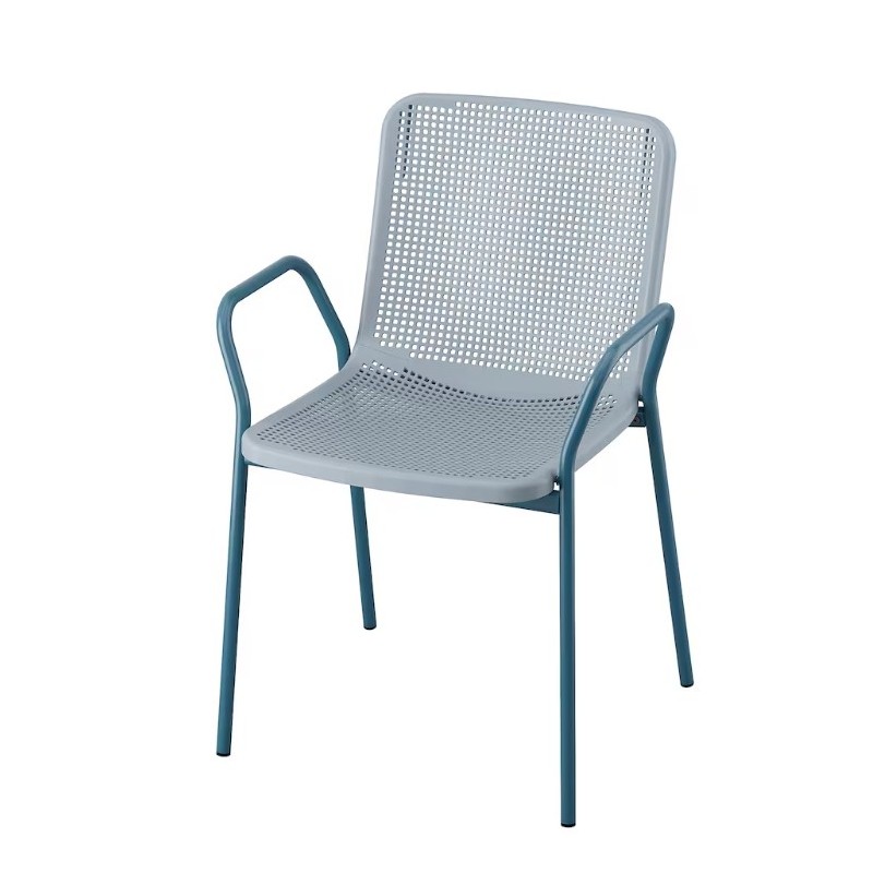 TORPARÖ Chaise à accoudoirs, int/extérieur, bleu gris clair