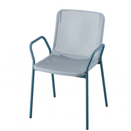 TORPARÖ Chaise à accoudoirs, int/extérieur, bleu gris clair