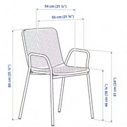 TORPARÖ Chaise à accoudoirs, int/extérieur, bleu gris clair