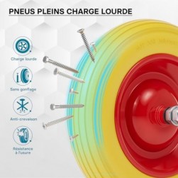 WilTec Roue complète 3.50-8 de brouette en polyuréthane increvable