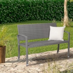 Banc extérieur en polyrotin Gris Résistant Meuble siège Jardin terrasse