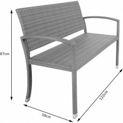 Banc extérieur en polyrotin Gris Résistant Meuble siège Jardin terrasse