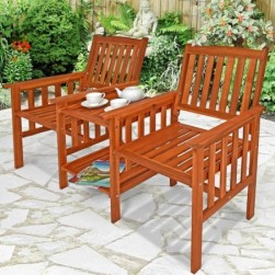 Banc de Jardin 2 Places Bois d'acacia extérieur Fauteuil Jardin Balcon