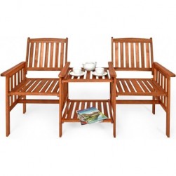 Banc de Jardin 2 Places Bois d'acacia extérieur Fauteuil Jardin Balcon