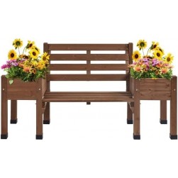 Banc de Jardin avec 2 Jardinières,Banc de Jardin en Bois