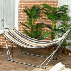 Hamac de jardin pliable avec support acier époxy et toile coton