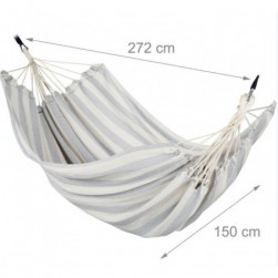 Relaxdays Hamac 300kg, 2 Personnes, Jardin Extérieur, Suspendu,gris-blanc