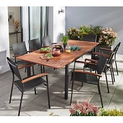 Table de jardin Toscana en aluminium et bois coloris bois et noir