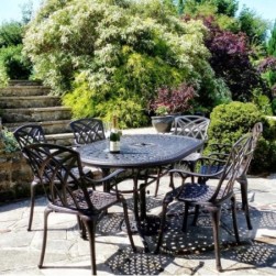 JUNE Bronze Ancien Table de jardin ovale en aluminium