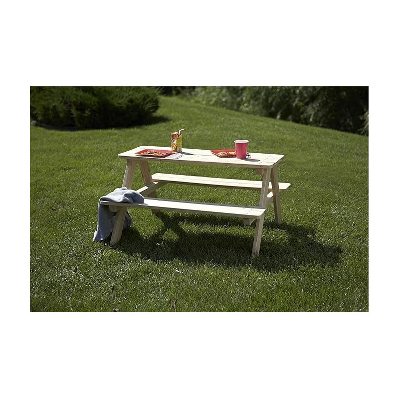 Banc de pique - nique en bois table de terrasse exterieure pour Merry Garden Children, 37 x 10,8 x 4,9, marron