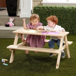 Banc de pique - nique en bois table de terrasse exterieure pour Merry Garden Children, 37 x 10,8 x 4,9, marron