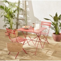 Table de jardin bistrot pliable metal 2 chaises