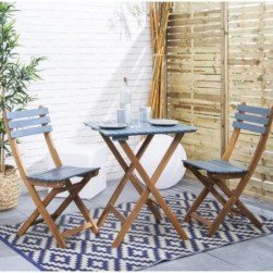Table de jardin pliable bois 2 chaises