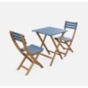 Table de jardin pliable bois 2 chaises