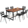 Salon de jardin SOHO table acacia chaises empilables noires