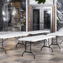 Table pliante 6 pieds commerciale granit blanc